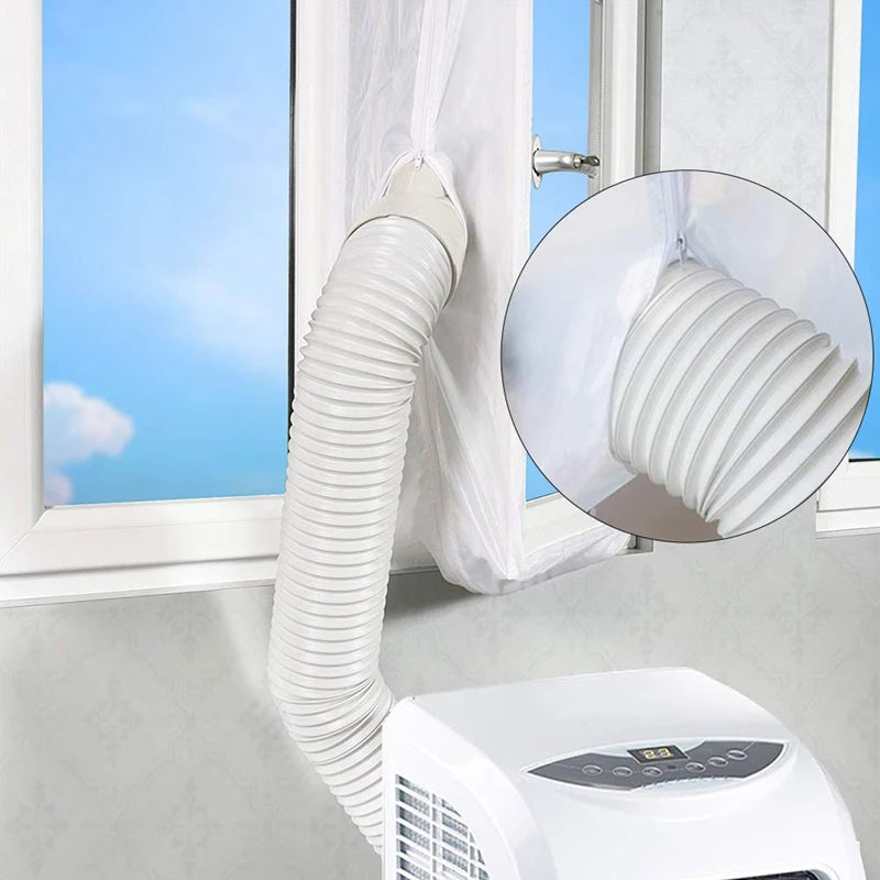 Promotion! AirLock Window Seal for Portable Air Conditioner,400 Cm Flexible Cloth Sealing Plate Window Seal with With Zip and Ad