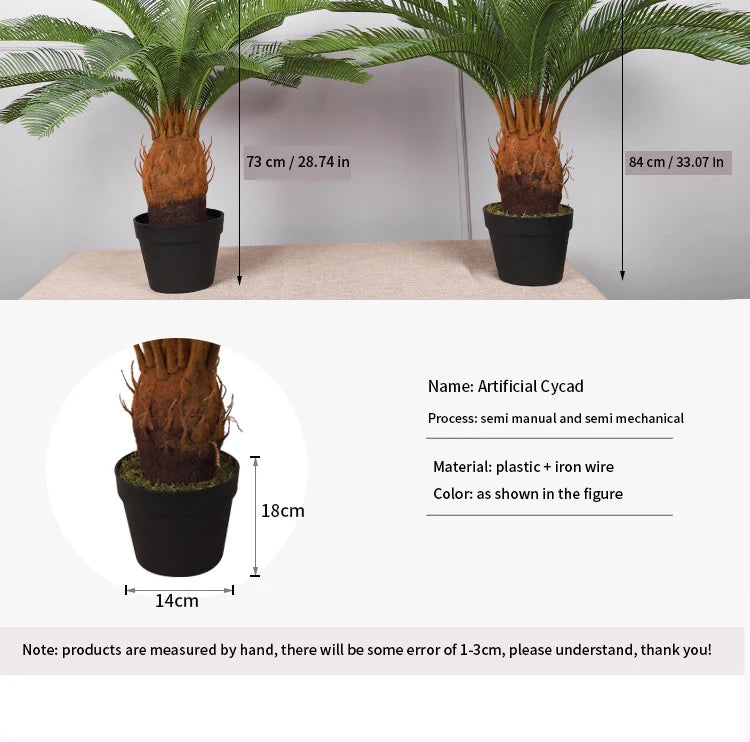 Tropical artificial palm tree, large palm branch, palm leaf, potted plant, family living room, office, hotel decoration