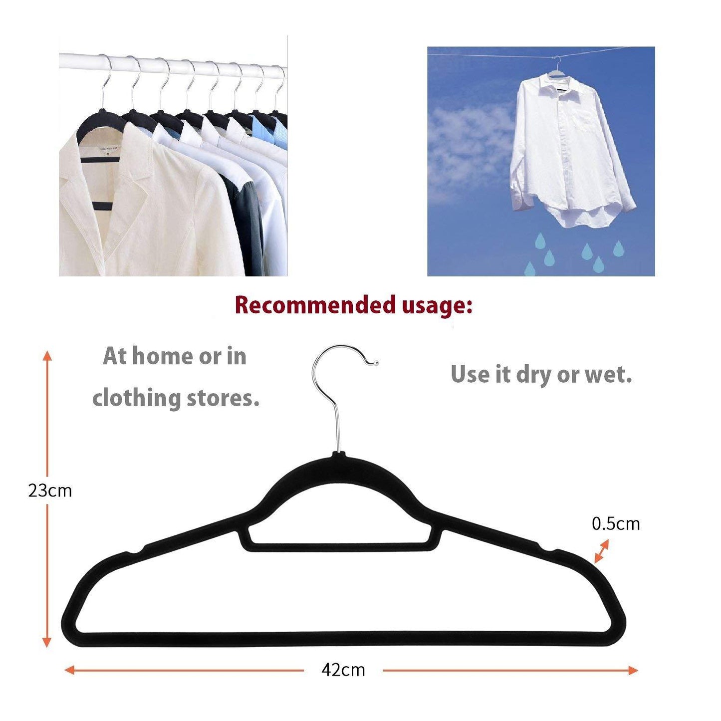 41CM ABS flocking non-slip hanger clothing store finishing seamless storage household clothes hanging magic clothes rack