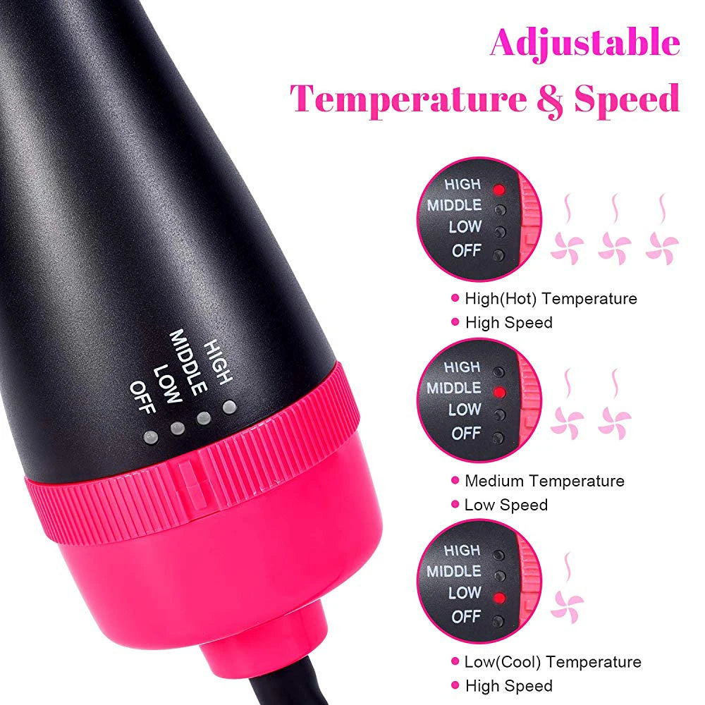 Blow Dryer with Comb 3 In 1 Hair Dryer Brush Salon Blower Brush Electric Hair Straightening Brush Curling Iron Hairbrush