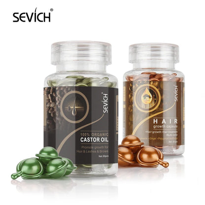 Sevich 2PCS/Set Ginger Hair Growth Capsules Set Hair Vitamin Oil For Hair Loss Repair Treatment Damaged Hair Black Hair Serum