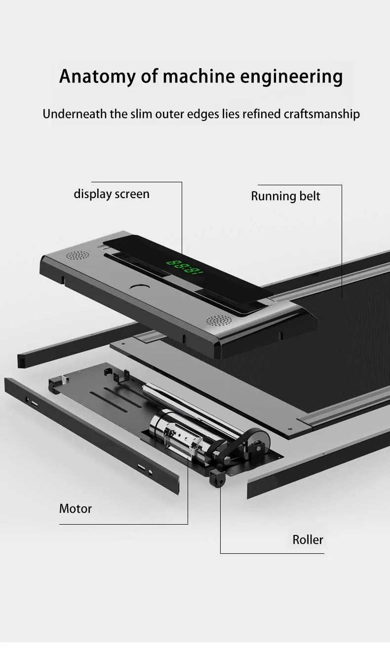 Home And Office Electric Steel Digital Led Screen Fitness Compact Mini Small Flat Walking Pad Foldable Treadmill For Home