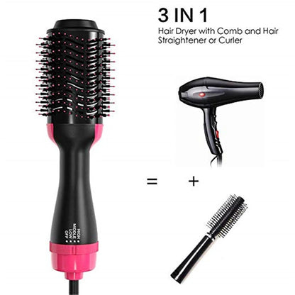 Blow Dryer with Comb 3 In 1 Hair Dryer Brush Salon Blower Brush Electric Hair Straightening Brush Curling Iron Hairbrush