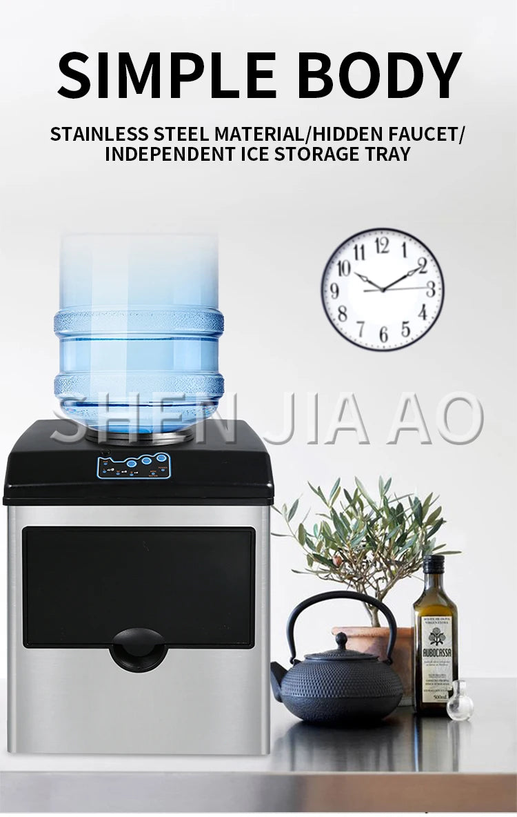 150W Ice Maker Commercial Small 30KG/24H Automatic Ice Maker for Household Milk Tea Shop Bottled Water Ice Cube Making Machine