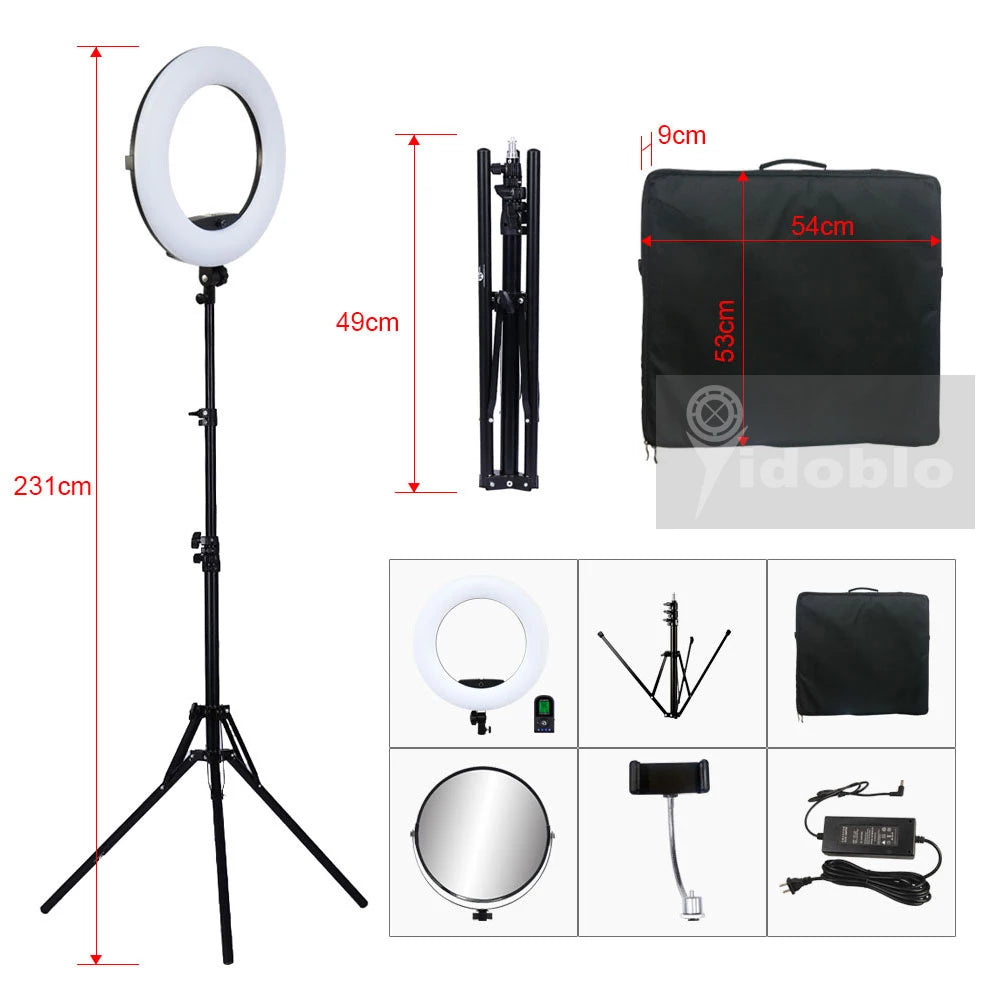 Yidoblo FE-480 Dimmable Ring lamp kit Camera Photo/Studio/Phone/Video 18" 96W 480 LED Ring Light LED Lamp +200cm tripod +Bag Kit