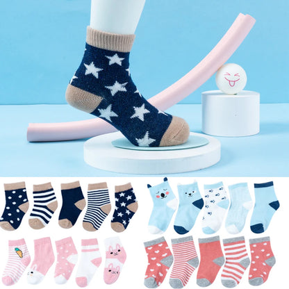 5Pairs Baby Socks Newborn Baby Boy Cute Short Sock 0-1-3-8Y Kids Cotton Toddler Cartoon Soft Children's Sports Socks for Girls