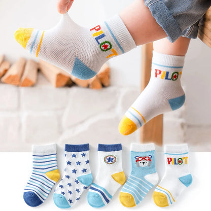 5Pairs Baby Socks Newborn Baby Boy Cute Short Sock 0-1-3-8Y Kids Cotton Toddler Cartoon Soft Children's Sports Socks for Girls