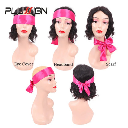 Plussign 1-2Pcs Satin Scarves For Women Hair Wig Grip Band 6*100Cm Silk Headband For Lace Front Wigs Satin Edge Headband