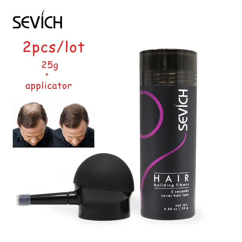 Sevich 2pcs/lot 10 Colors Hair Building Fiber Set Hair Loss Product Keratin Powders Hair Regrowth Treatment With Applicator