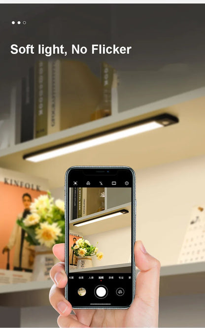 Wireless LED Night Light Motion Sensor 20 40 60 80cm USB Rechargeable Dimmable Wardrobe Lamp for Kitchen Cabinet Staircase Lamp