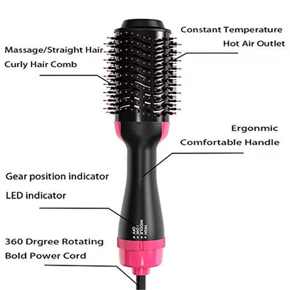 Blow Dryer with Comb 3 In 1 Hair Dryer Brush Salon Blower Brush Electric Hair Straightening Brush Curling Iron Hairbrush