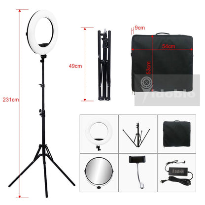 Yidoblo FS-480II 5500K Dimmable Camera Photo/Studio/Phone/Video 18"48W 480 LED Ring Light LED Lamp+ 2M tripod +Soft bag Kit