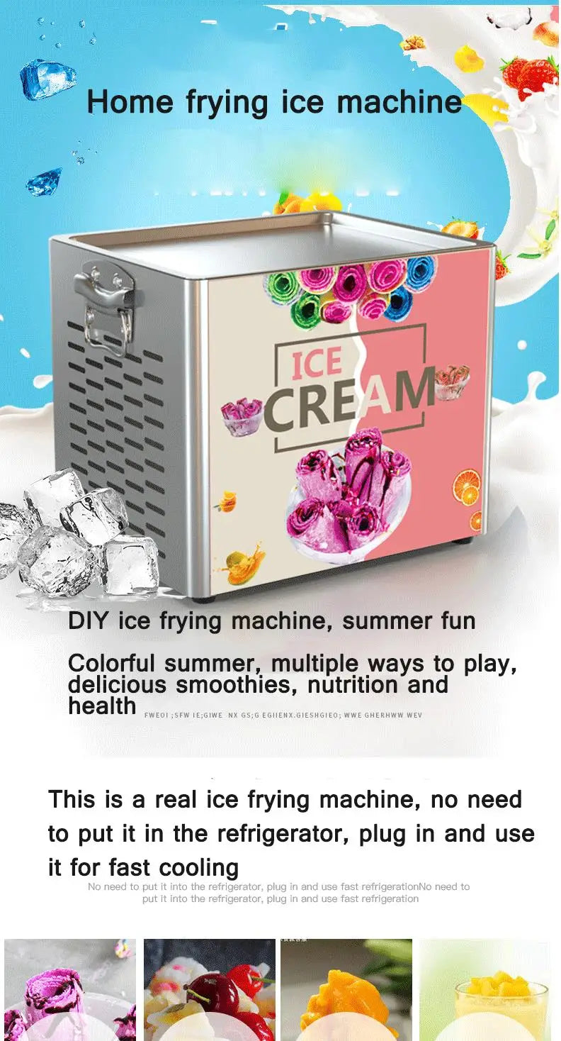 Tabletop Electric Fried Yogurt Maker Fried Ice cream Machine Home Fried Ice Cream Rolls Fried Fruit Machine Snack 220V