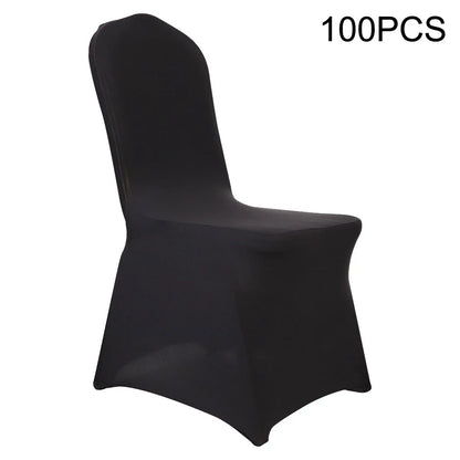 50 Pcs White Black Universal Chair Covers Stretch Spandex for Wedding Party Banquet Hotel Decor