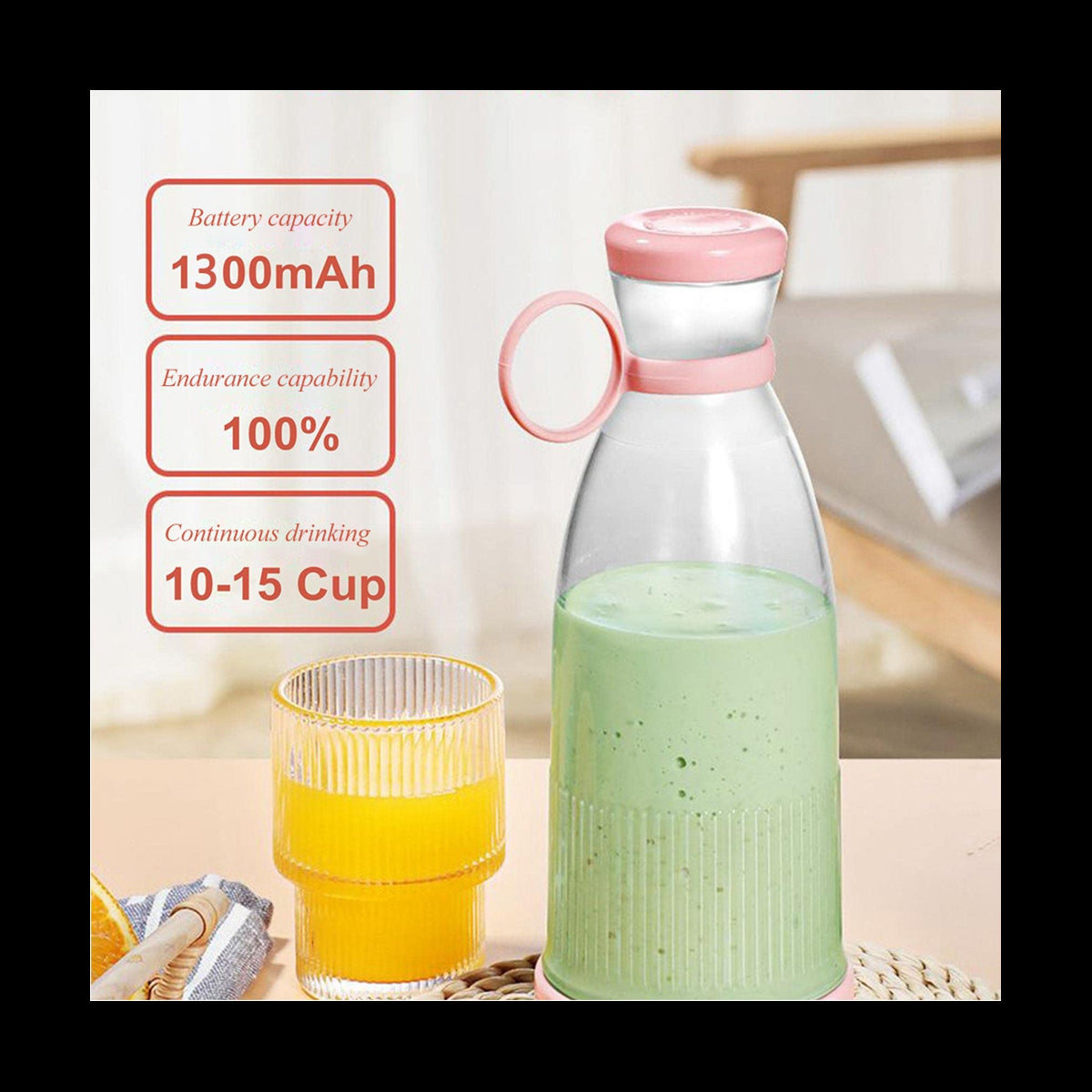 Rechargeable Mixers Fruit Juicers USB Portable Juice Bottle Mini Fast Electric Blender Smoothie Ice Maker White