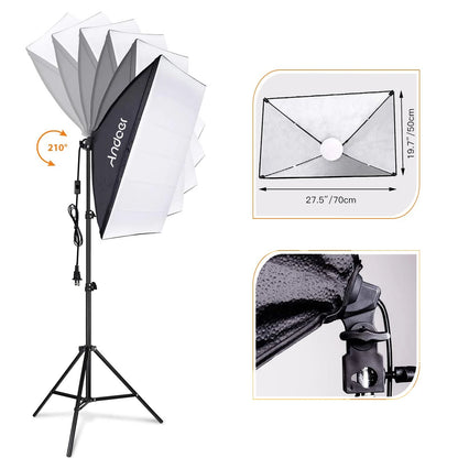 Andoer Studio Photography Light kit Softbox Lighting Set with 85W 2800K-5700K Bi-color Temperature LED Light 50x70cm Softbox