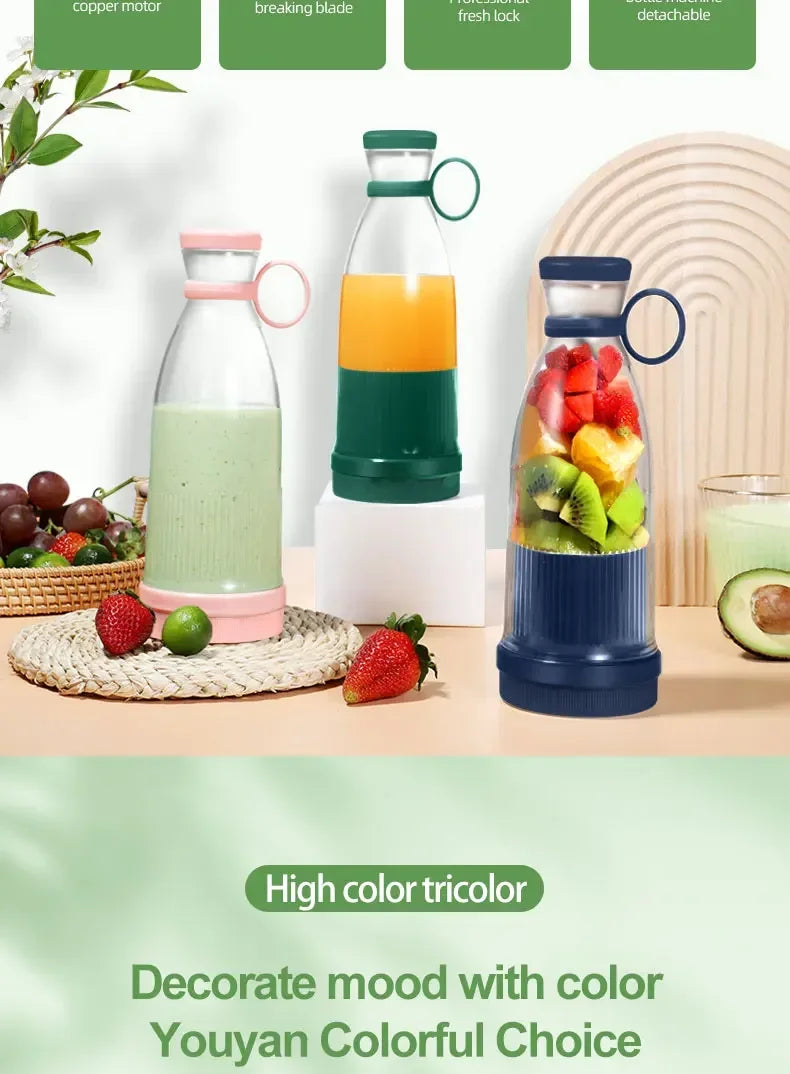 Electric Juicer Cup 6 Blades Blender Milkshake Machine USB Portable Fruit Milk Mixing Tool Mini Fresh Juice Blender