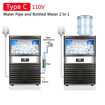 100kg Hot Ice Maker Machine for Bar Coffee Shop Milk Tea Room SK-80FA Commercial Ice Cube Making Machine 110V 220V