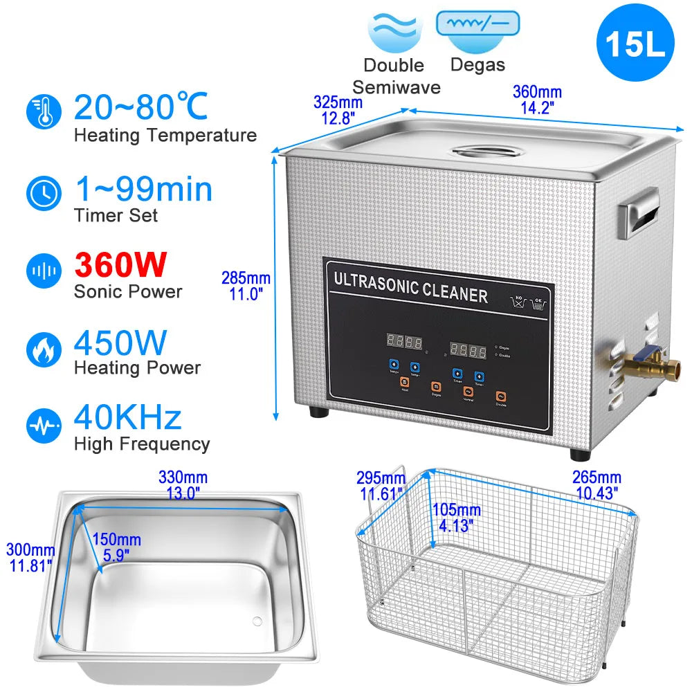 2L 3L 6L 10L 15L 30L Ultrasonic Cleaner US EU AU UK Ultrasonic Bath Washing Dental Retainer 60w 600w Ultrasound Cleaning Machine