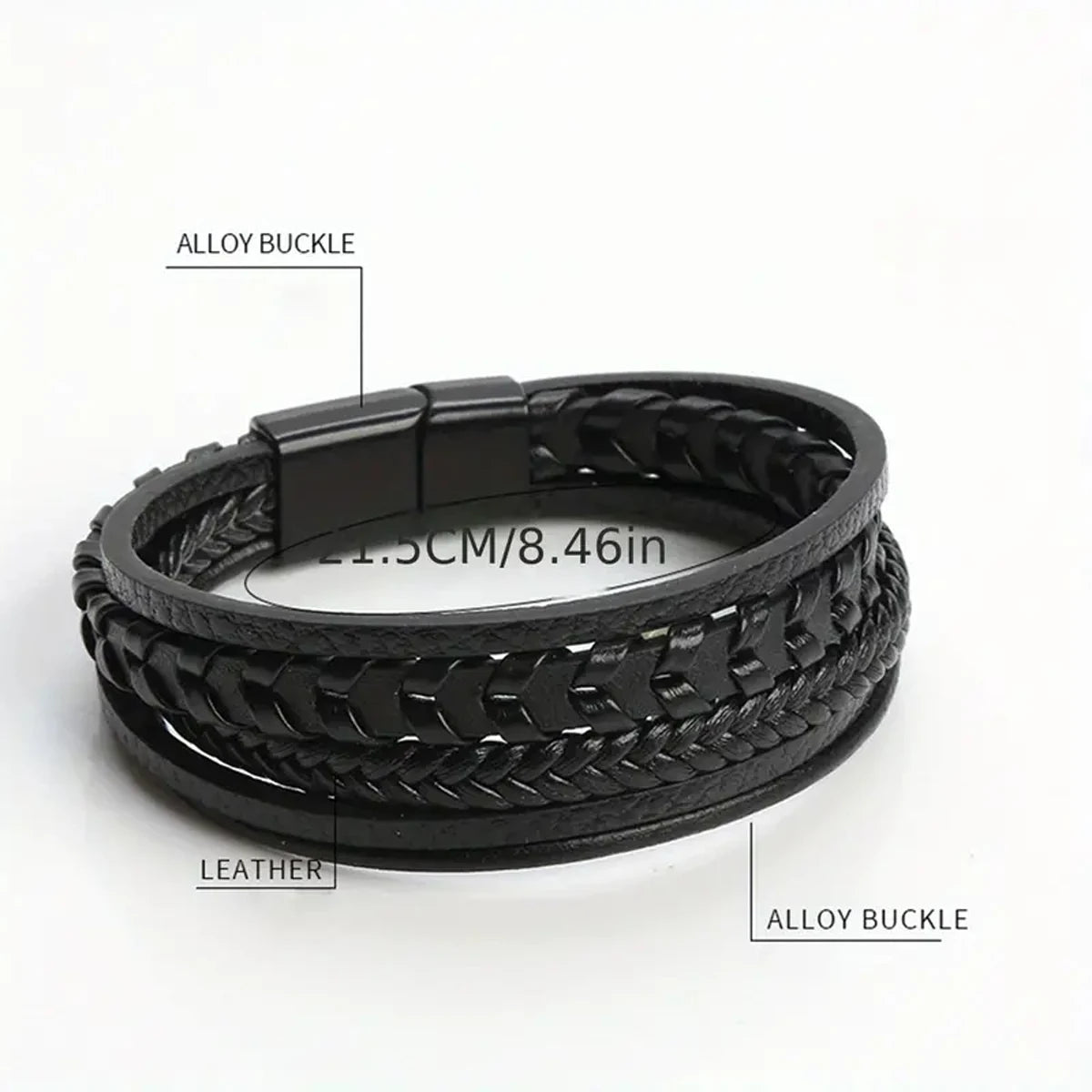 1pc Fashion Accessories MEN'S Multi-layered Vintage Leather Rope Braided Bracelet Alloy Magnetic Buckle Bracelet