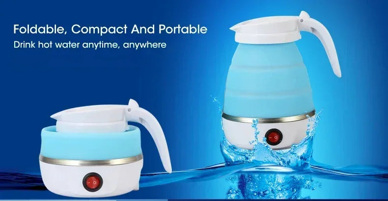 220V 0.6L Mini Folding Kettle Portable Water Heater 600W Silicone Compression Electric Kettle Home Kettle Easy To Travel