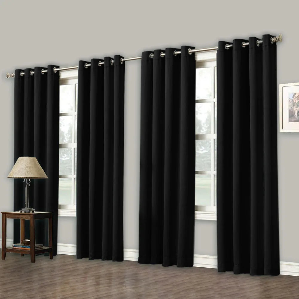 4 Panels Set Grommet Blackout Curtains for Bedroom and Living Room - Thermal Insulated Room Darkening Curtains