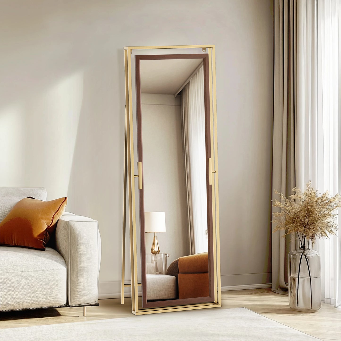 160CM Tall Full Length Mirror Metal Frame Full Body Mirror Wall Mounted/ Standing Bedroom Dressing Mirror for Living Room Closet