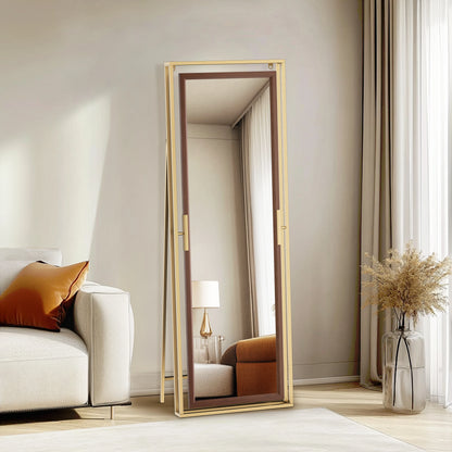 160CM Tall Full Length Mirror Metal Frame Full Body Mirror Wall Mounted/ Standing Bedroom Dressing Mirror for Living Room Closet