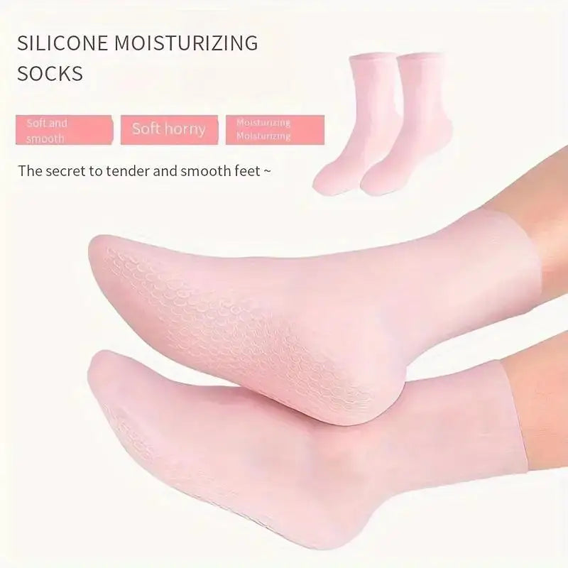 2pcs Silicone Moisturizing Foot Socks For Dry Cracked Feet Foot CareSocks Massage Moisturizing Gel Socks Pedicure Socks Tool - M