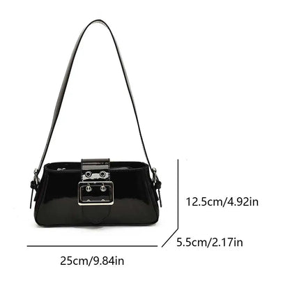 2025 Fashion Buckle Design Women Tote Handbag PU Leather Luxury Brand Shoulder Bag Vintage Solid Chic Hobo Bag Zipper Armpit Bag