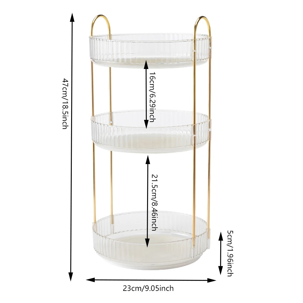 360 Degree Rotation Make Up Organizer Box Transparent Fashion Cosmetic Organizer Multi-Function Detachable Dressing Table