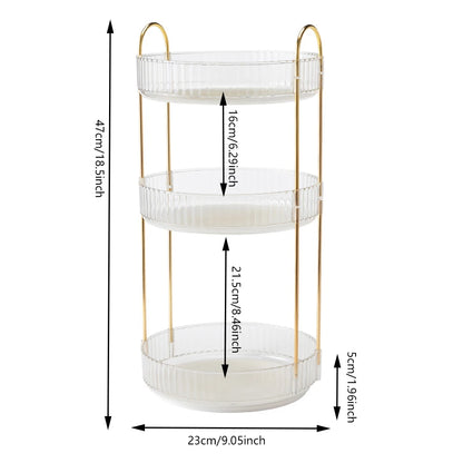 360 Degree Rotation Make Up Organizer Box Transparent Fashion Cosmetic Organizer Multi-Function Detachable Dressing Table