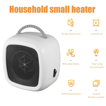 500W PTC Desktop Electric Heater Mini Portable Fan Heater Ceramic Heating Warm Air Blower Home Office Warmer Machine