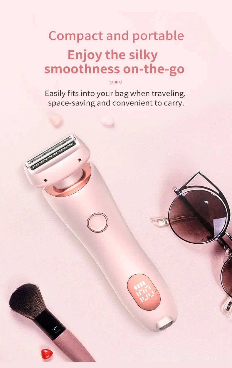 2 In 1 Electric Shaver for Women Lady Razor Hair Removal Waterproof Wet or Dry for Underarm Bikini Leg Portable Painless Trimmer