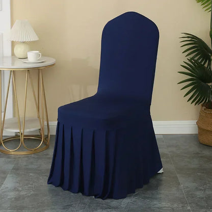 5/10/50/100pcs Pleated skirt Spandex Chair Cover Hotel Banquet Party Events Wedding Decoration Dining Room Seat Protector Covers