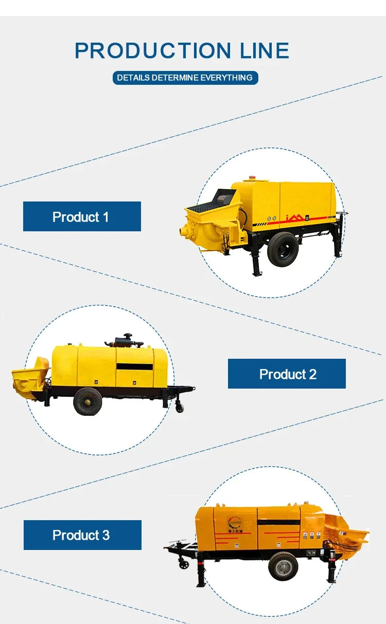 YG Concrete Pump Automatic Construction Machinery Trailer Mobile Concrete Pump Portable Concrete Mixer Mixing Machine with Pump