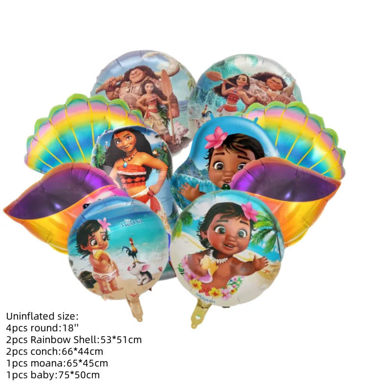 Ocean Adventure Moana Cartoon Balloons Set Baby Shower First 5th Birthday Party Decoration Supplies Shell Conch Globos