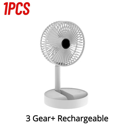 1-3PCS USB Foldable Fan Adjustable Height Desk Fan Portable Telescopic Floor Stand Fan 2000mAh 3 Speeds Summer Air Circulators