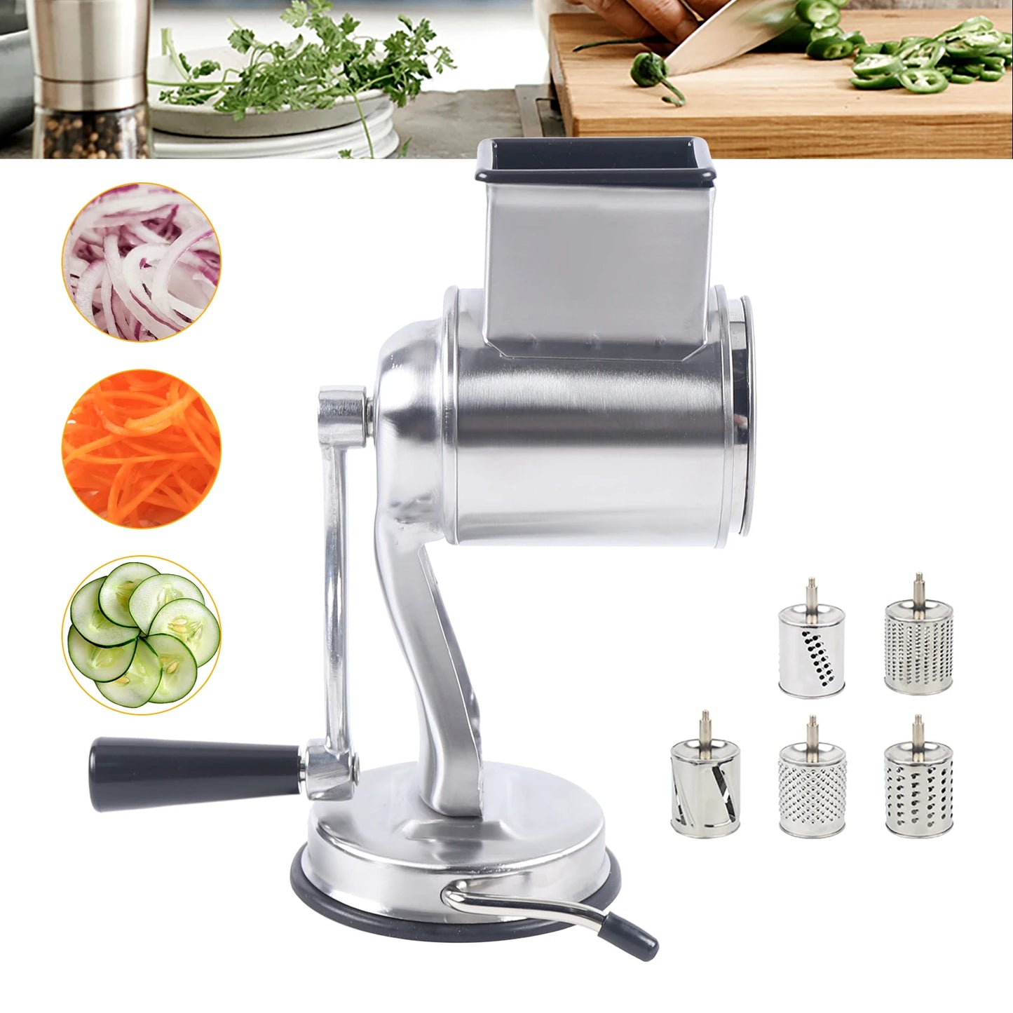 Rotary Cheese Grater Food Mills Grinder Vegetable Chopper Drum Blade Grinding Tool Set Kitchen Accessories