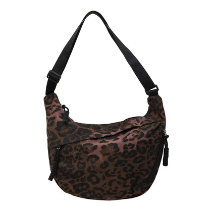 Women Crescent Crossbody Bag Large Capacity Leopard Print Daily Messenger Bag Adjustable Strap Half Moon Bag Simple Satchel Bag