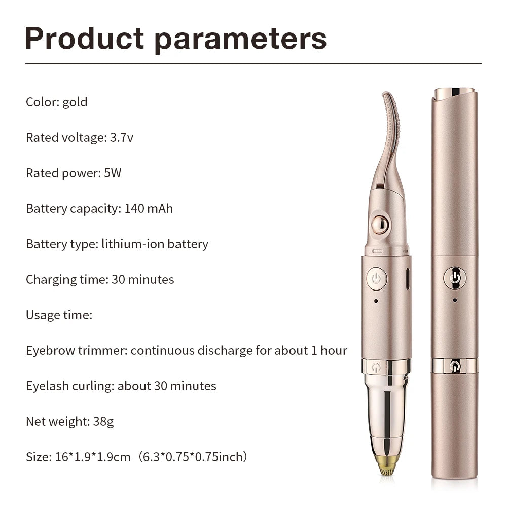 Heating Eyelash Curler Multifunctional 2-in-1 Electric Eyelash Curler And Eyebrow Trimmer Eyebrow Shaver Ear Nose Hair Trimmer