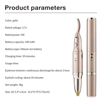 Heating Eyelash Curler Multifunctional 2-in-1 Electric Eyelash Curler And Eyebrow Trimmer Eyebrow Shaver Ear Nose Hair Trimmer