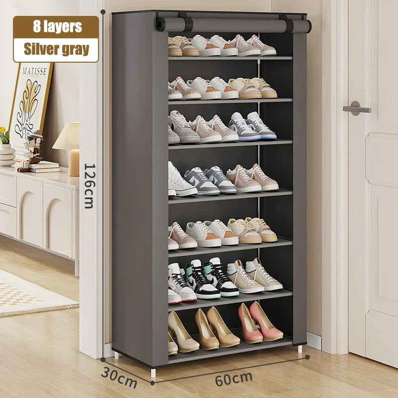 Shoe Cabinet Dustproof Fabric Multifunctional Storage Shoe Rack Moisture-proof Elevated Design Large Capacity Shoe Rack Cabinet