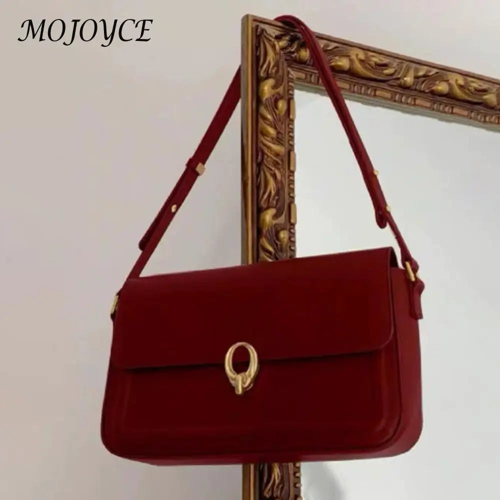 Women Vintage Tote Bag Luxurious Vegan Leather Flap Shoulder Bag with Custom Gold Hardware for Daily Use