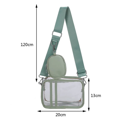 Transparent PVC Ladies Handbags Stadium Approved Small Clear Phone Bag Fashion Casual Waterproof Adjustable Strap with Small Bag