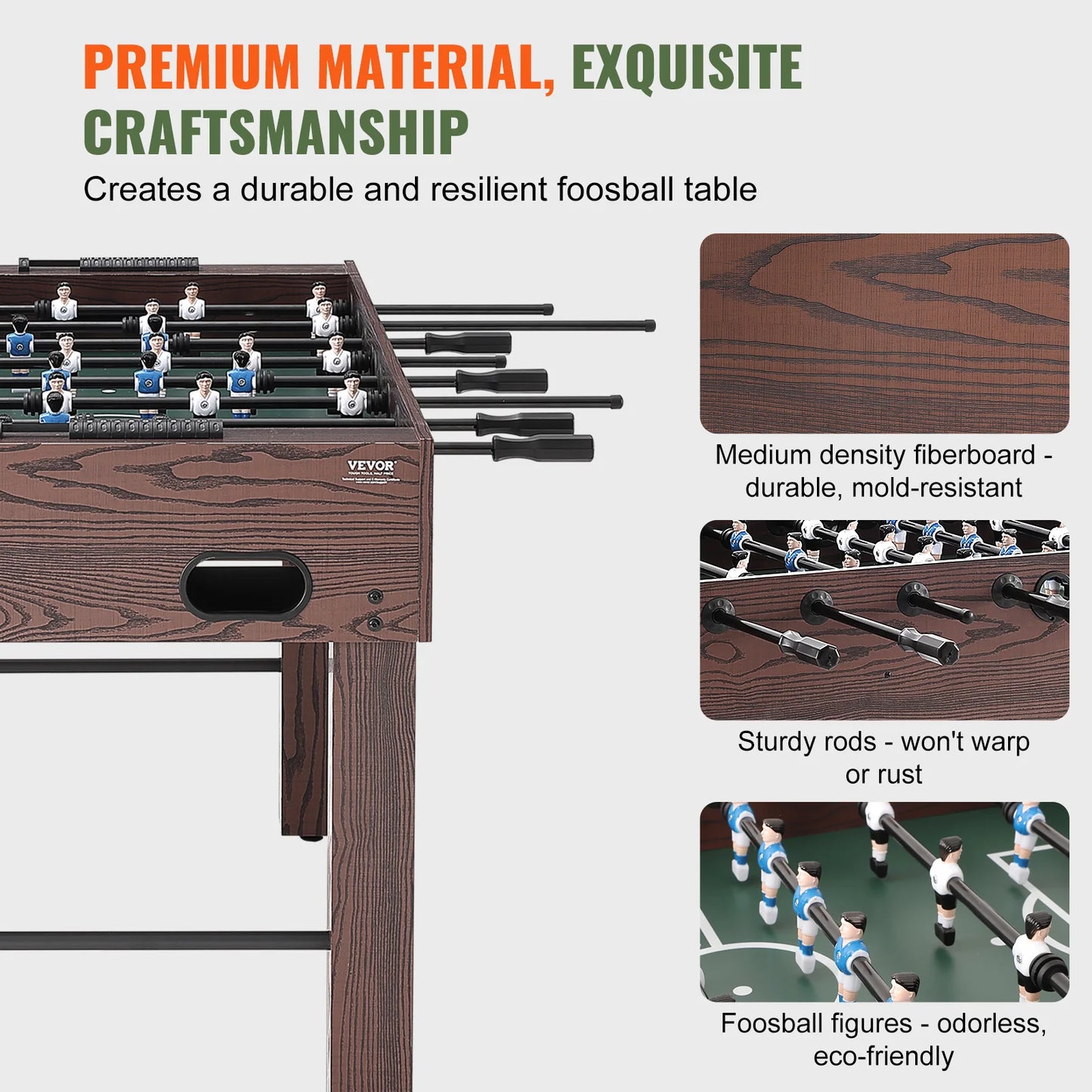 VEVOR Foosball Table Indoor Full Size Foosball Table for Family Soccer with Foosball Table Set Include 4 Balls and 2 Cup Holders