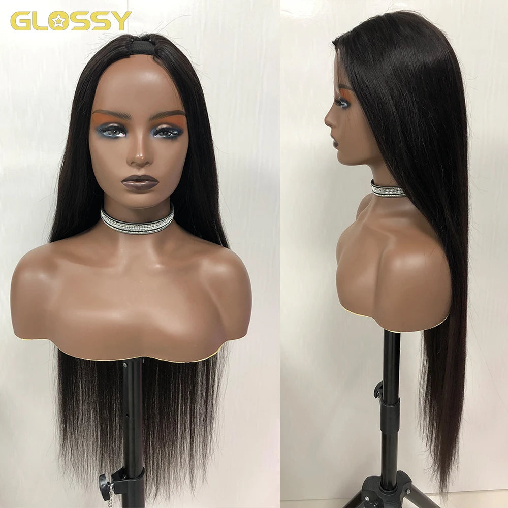 30 34 Inch Straight V U Part Wig Human Hair No Leave Out Thin Part Wigs for Women 250 Density Glueless Wig Ready To Wear On Sale