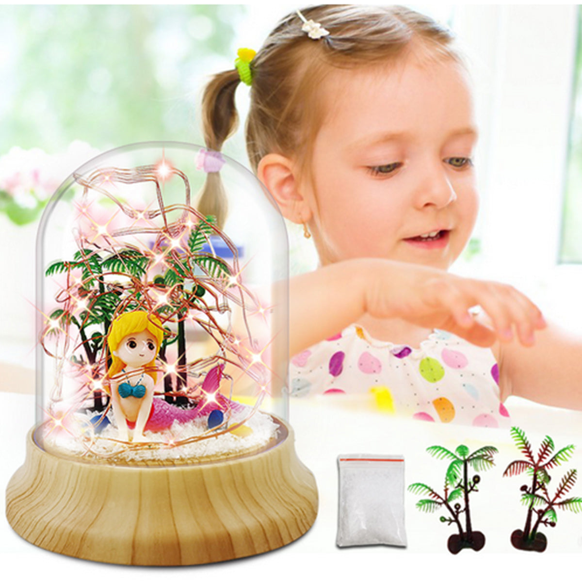 Mermaid Terrarium Kit DIY Light-Up Mermaid Toys Night Light Make Your Own Mermaid Night Light for Kids Handmade Princess Art