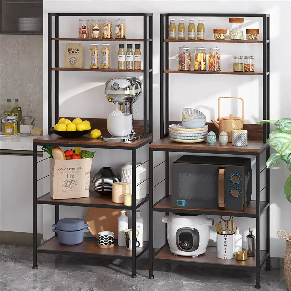 1PCS 5-Tier Kitchen Bakers Rack Utility Storage Cabinet Floor Standing Microwave Oven Stand Shelves Pantry Spice Rack