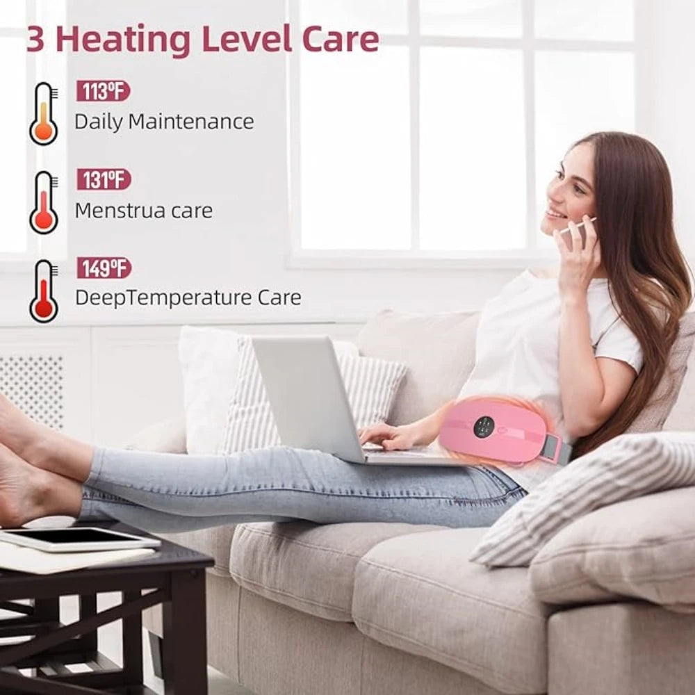 Heating Pad for Period Cramps, Portable Menstrual Cordless Electric Heated Pads for Pain Relief with Massager Rechargeable Heati